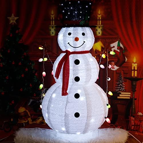 outvita outdoor christmas decorations 4ft lighted snowman, white on a desk or shelf