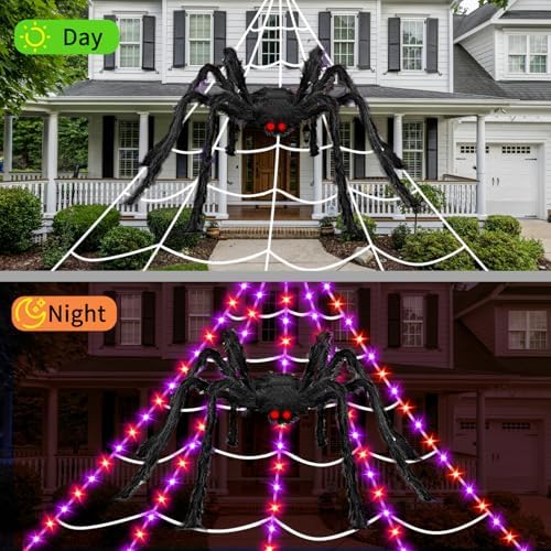 halloween decorations outdoor spider web lights, 23ft 350, side view