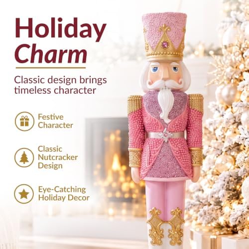 sunnydaze kenneth the princely 3ft nutcracker statue, christmas, side view