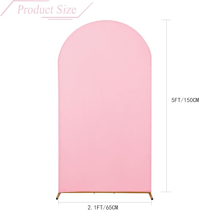 bricia Wedding Arch Backdrop Stand Cover, 5FT Double Sided Stretchy Arch Cover Fitted Wedding Birthday Party Banquet Decoration (Pink 60''Lx25.2''W)