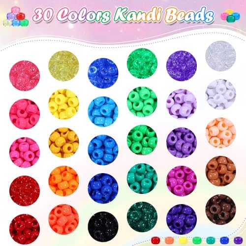 joicee 10000pcs pony beads bulk 30 colors for, close-up detail