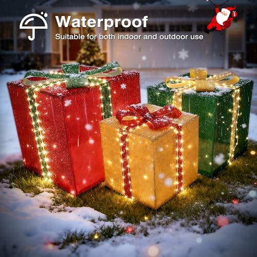 4.9ft large christmas lighted gift boxes - 505 showing dimensions