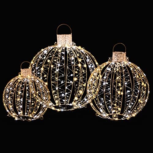 tangkula 3 pack christmas led lighted balls, metal, view 9