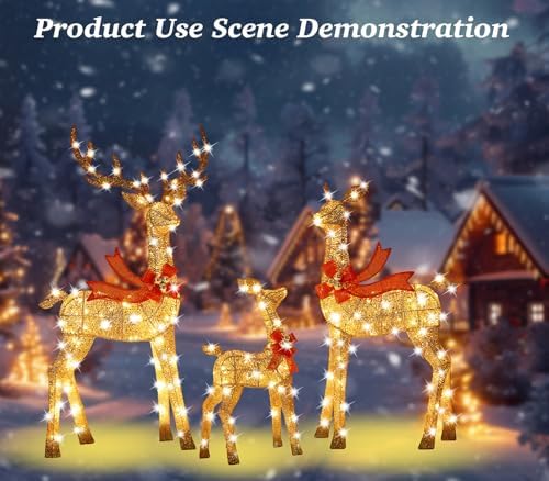 58 inch 3d gold large lighted christmas deer, view 9