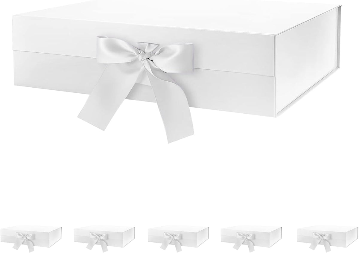 6 large gift boxes with ribbon 13.5x9x4.1 inches, main product view
