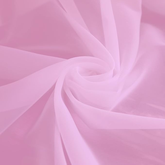 Window Pink Sheer Curtains 90 Inches Long 2 Panels Sheer Curtain Basic Rod Pocket Panel for Bedroom Children Living Room Yard Kitchen (Pink, 52" W x 90" L | 2 pcs)
