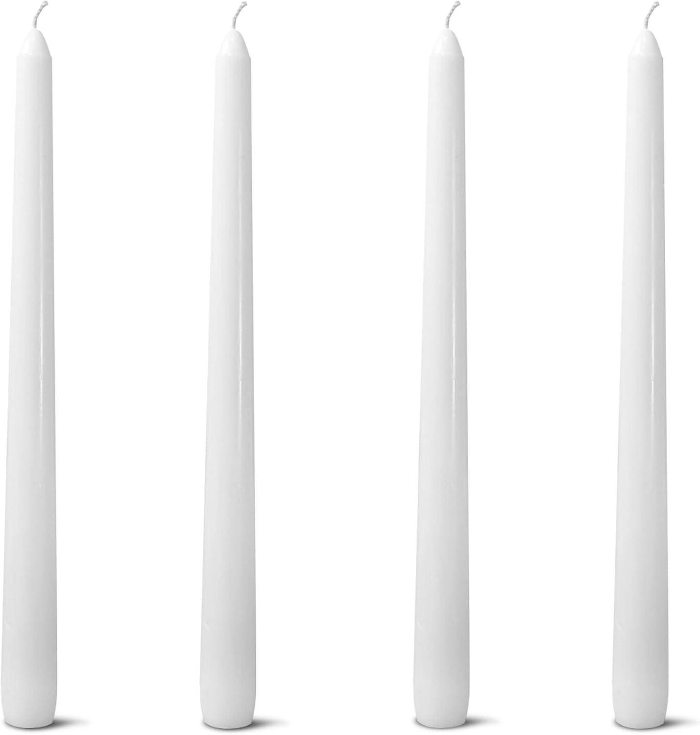 4 Pack White Taper Candles丨Taper Candles 10 Inch Dripless丨Unscented & Smokeless Candlesticks Bulk丨7-8 Hours Long Burning Tall Candles丨Ideal for Christmas Weddings Parties Dinner