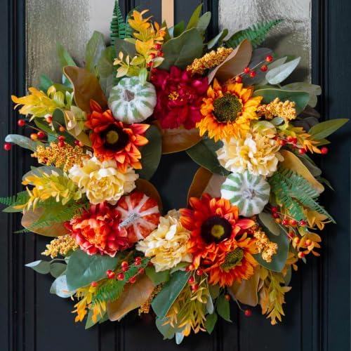 harvest fall wreaths for front door outside 24, front angle view