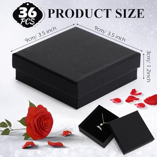 batiyeer 36 pcs jewelry gift boxes bulk, black shown in use