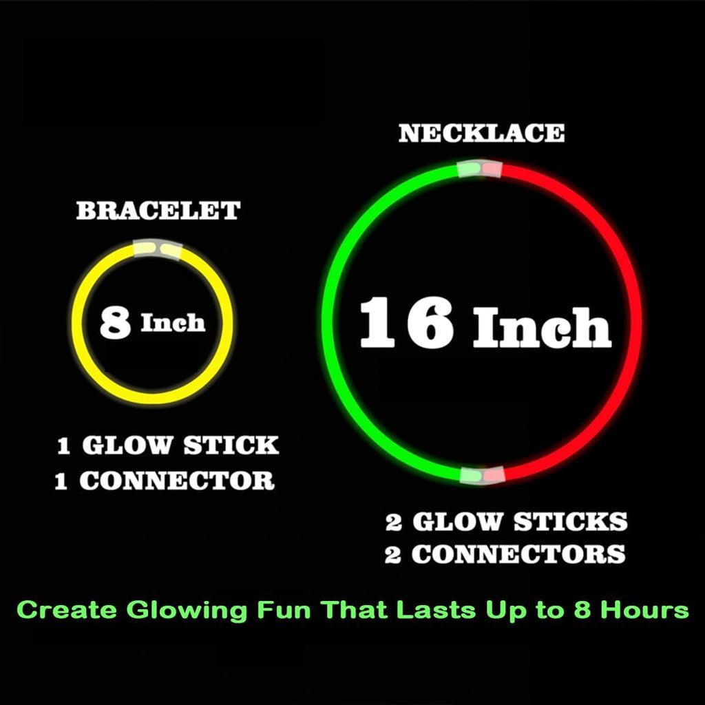 100PCS Glow Sticks Bulk Party Pack, Halloween Glow Sticks For Kids Camping, Glow In The Dark Sticks,8” Glow Party Supplies Bracelets with Connectors