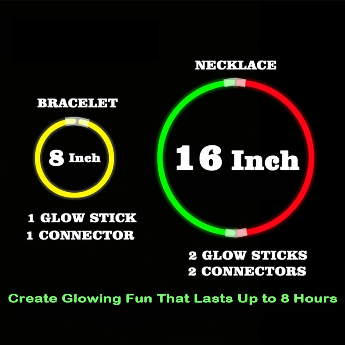 100PCS Glow Sticks Bulk Party Pack, Halloween Glow Sticks For Kids Camping, Glow In The Dark Sticks,8” Glow Party Supplies Bracelets with Connectors