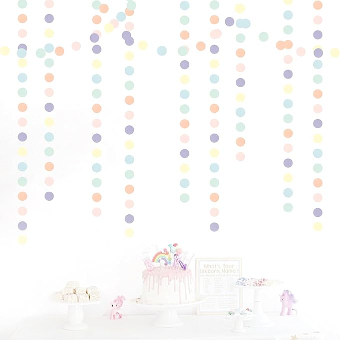 Pastel Rainbow Birthday Party-Decorations Streamers - 52FT Yellow Blue Mint Pink Purple Hanging Paper Garland Banner,Birthday Baby Bridal Shower Bachelorette Engagement Supplies Backdrop Decor Hugtmr
