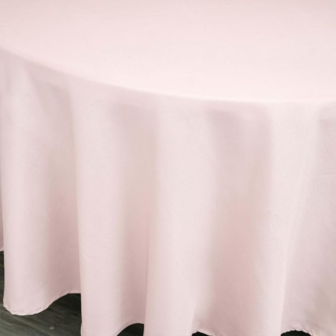 Efavormart Round Tablecloth, 108 Inch Stain & Wrinkle Resistant Washable Table Cloth, Decorative Polyester Fabric Table Cover for Banquet, Wedding, Dining- Blush