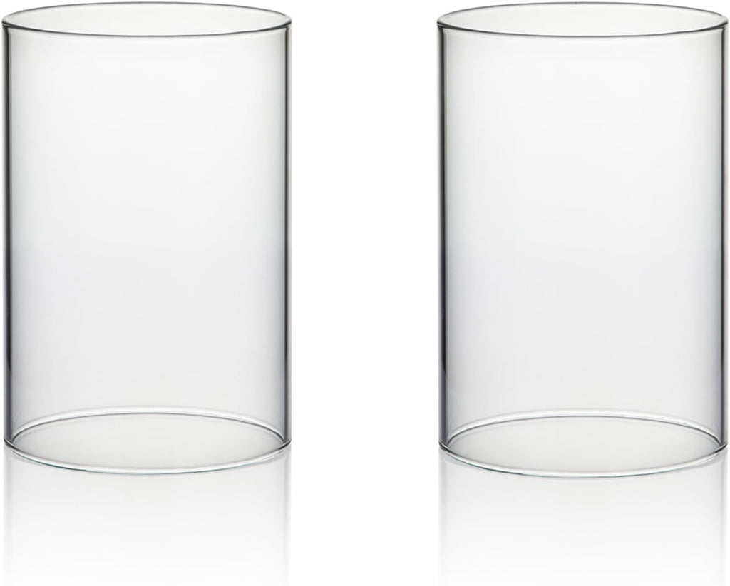 WGVI Hurricane Candle Holder Sleeve, Wide 4", Height 6", Clear Glass Cylinder Candleholder, Chimney Tube, Open Ended Candle Shade, 2 Piece