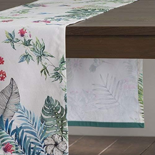Maison d' Hermine Table Runner 100% Cotton Single Layer Table Runners 72 inches Long Decorative for Home Kitchen Dining Party Baby Shower Wedding Bridal Shower Spring Summer (Tropiques, 14.50" x 72")