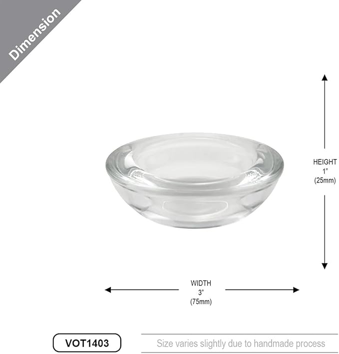 WGV Sturdy Tea Light Votive Candle Holder 3" W, Clear Heavy Thick Chubby Plate Bowl Glass, Small Accent Decor, 1 Pc
