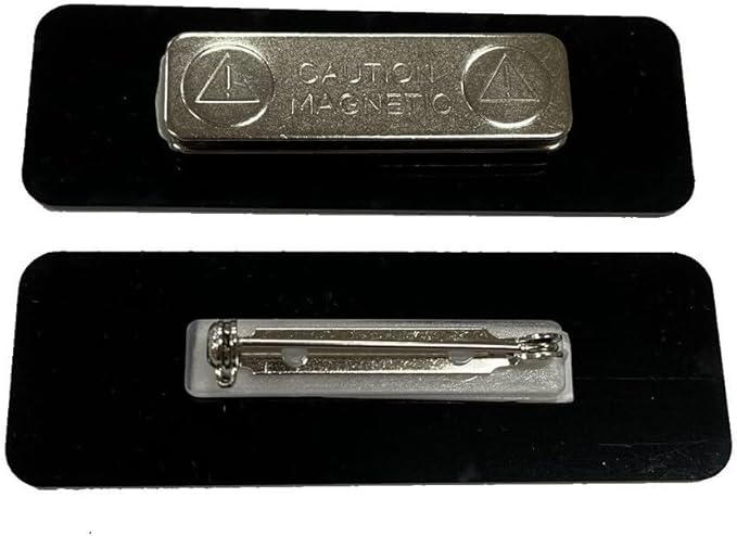 Custom Engraved Name Tag 1" x 3" Personalized Badge Magnetic or Pin Backing Made in The USA by Gem Awards (Silver)
