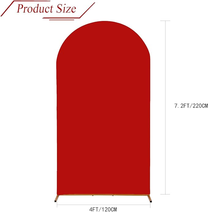 bricia Wedding Arch Backdrop Stand Cover, 7.2FT Double Sided Stretchy Arch Cover Fitted Wedding Birthday Party Banquet Decoration (Red 86.4''Lx48''W)