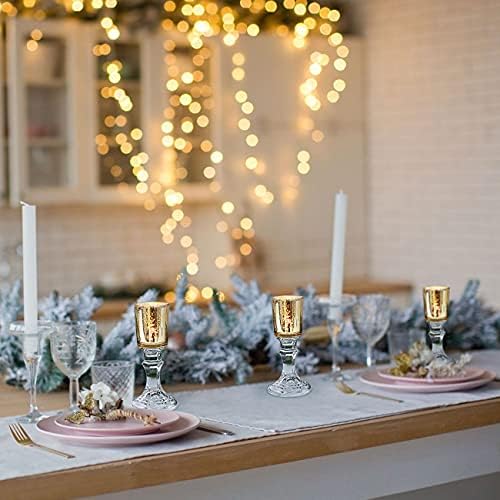 DARJEN 24 Pcs Gold Tea Lights Candles Holders for Wedding Centerpieces | Votive Candle Holders for Party Home Wedding Shower Decorations, Table - Mercury Glass Votives
