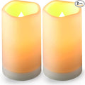 Solar flameless Candles Outdoor Waterproof,Dusk to Dawn Outdoor Lighting, Flickering fameless Reusable LED Light Candles for Lantern Garden Camping and Home Decor, 3D Wick (3"X6") Set of 2