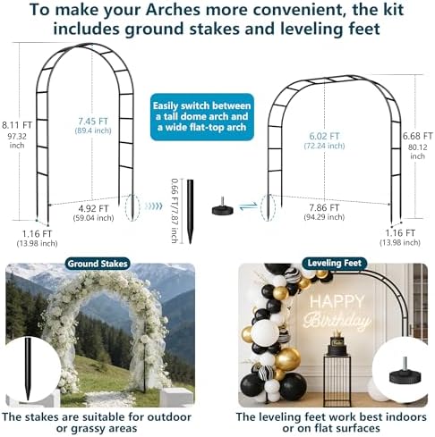 thickened rustproof garden arch metal trellis for climbing, close-up detail