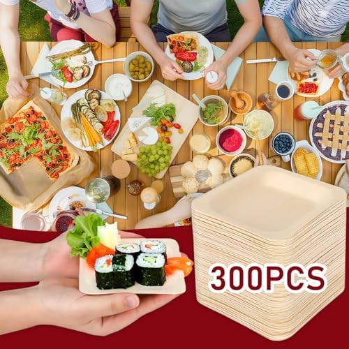 conli 300 pcs square disposable wood bowls bamboo, side view