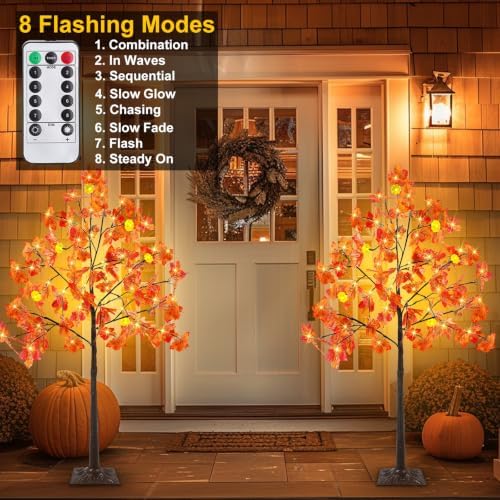 4ft prelit lighted fall maple tree 96 led, close-up detail