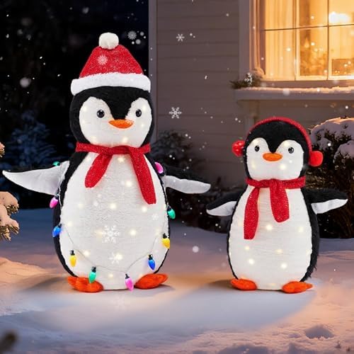 dumos 2-piece lighted penguin family lovely outdoor christmas, main product view