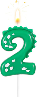 Birthday Number Candles, 2.8 Inch Dinosaur Candle Birthday Cake Candles Dinosaur Birthday Candle for Cake Dinosaur Candle Theme Party Decoration(Number 2)