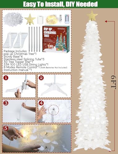 6 ft pop up christmas tree with 100, package contents
