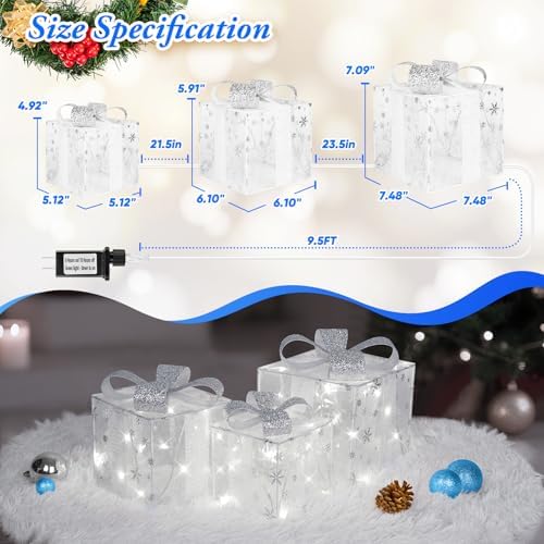 towponics set of 3 christmas lighted gift boxes shown in use