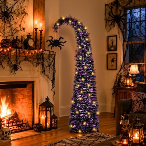 5ft curved halloween pop up christmas tree with shown in use