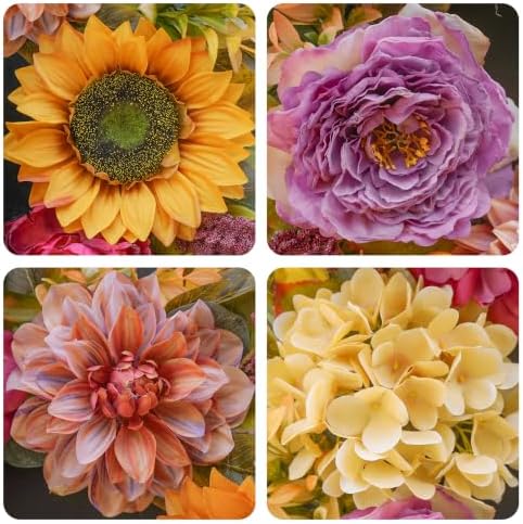 24 inch artificial fall wreaths for front door, close-up detail