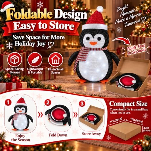 27.5-inch lighted christmas penguin for outdoor christmas decorations, package contents