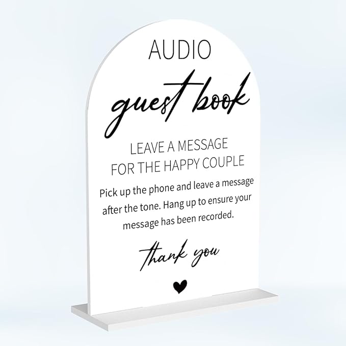 Audio Guest Book Sign for Wedding Acrylic Arch Wedding Bridal Shower Baby Shower Welcome Table Signs for Ceremony and Reception Decor 7 x 5 Inches
