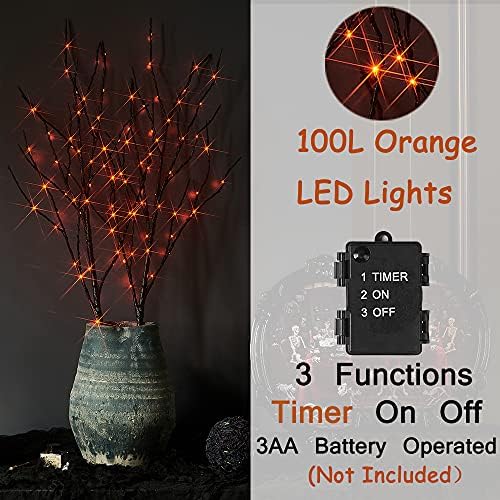 hairui lighted halloween tree branches with timer 32in, side view