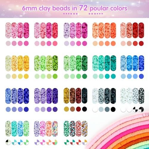 gionlion clay beads friendship bracelet making kit, 72, close-up detail