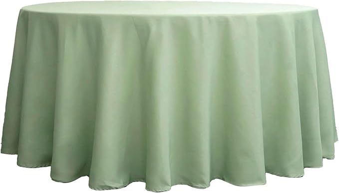 Efavormart Round Tablecloth, 132 Inch Stain & Wrinkle Resistant Washable Table Cloth, Decorative Polyester Fabric Table Cover for Banquet, Wedding, Dining- Sage Green
