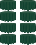 8 Pack Dark Green Round Tablecloth 90 Inch Stain and Wrinkle Resistant Round Hunter Green Table Cloth Reusable and Washable Polyester Fabric for Buffet Wedding Party and Banquet