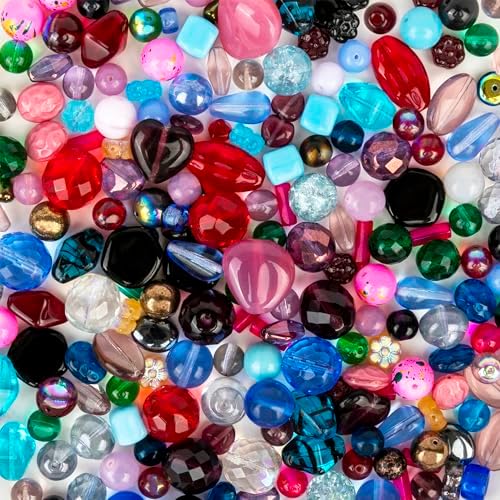 assorted glass beads for jewelry making, diy lamp, close-up detail