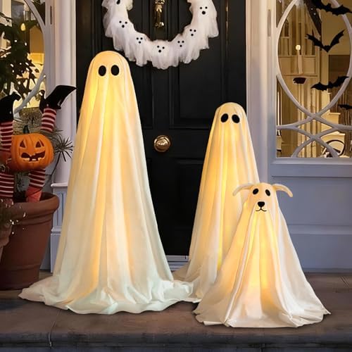 halloween decorations outdoor - 3 pack lighted spooky, close-up detail