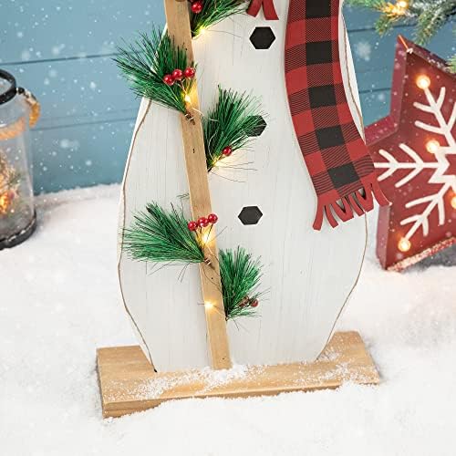 glitzhome 36"h lighted wooden snowman porch decor with, front angle view