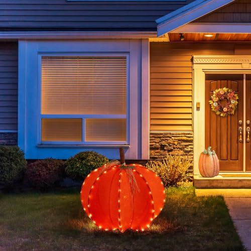 glitzhome fall lighted outdoor decor, 32" d 3d showing dimensions