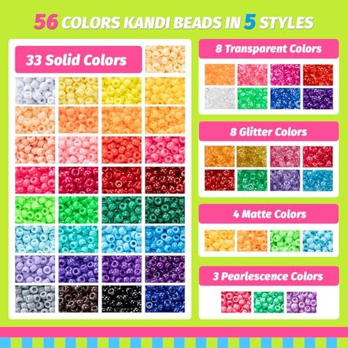 simetufy 10000pcs pony beads bulk, 56 colors 6x9mm, side view