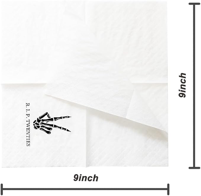 SharkBliss RIP Twenties Cocktail Napkins, 200 Count RIP Twenties Death to My 20s 30th Birthday Paper Napkins for Party Decorations | 2-Ply, 5x5"
