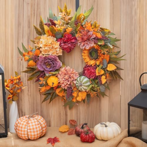 24 inch artificial fall wreaths for front door, package contents