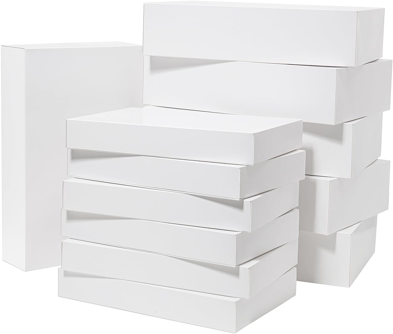 Mefleet 12 Pack Gift Boxes with Lids Assorted Sizes - 6 Large 17" (4" Deep) & 6 Medium 14" (2" Deep) White Shirt Clothes Robe Sweater Box for Wrapping Christmas Presents, Holidays Gift