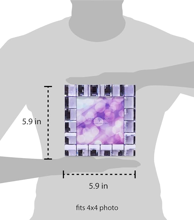 Isaac Jacobs Decorative Sparkling Light Purple Jewel Picture Frame, Photo Display & Home Décor (4x4, Light Purple)