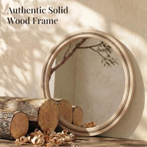 solid wood 30 inch round beaded vanity wall, side view