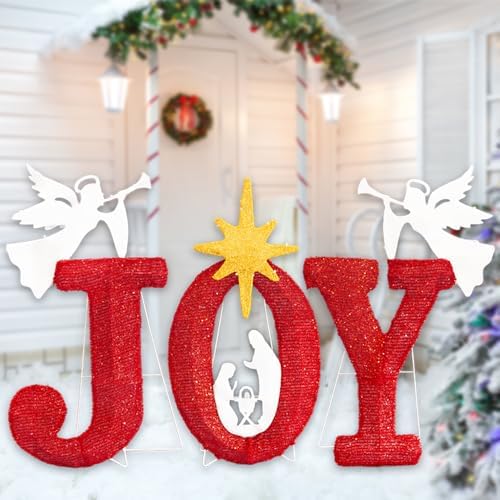 lighted joy christmas yard outdoor decoration 22.5in large, package contents